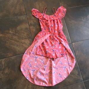 Coral flowered romper